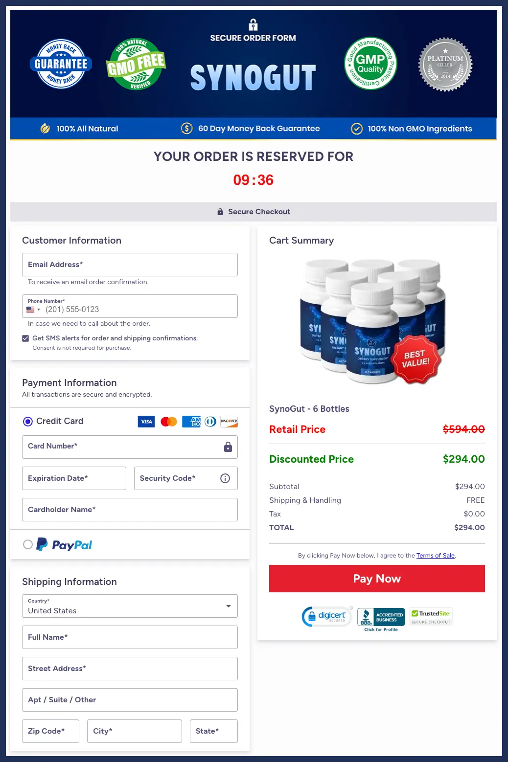 SynoGut Official Website Secure Order Page